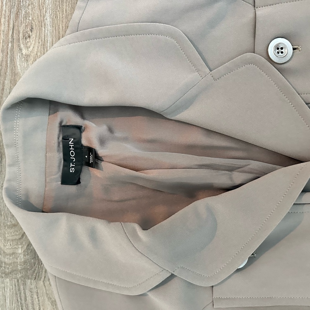 St. John Tan Blazer Elegant Suit Jacket